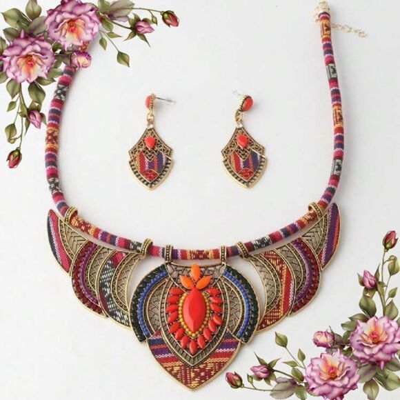 Bohemian Style Necklace and earrings set - Picture 1 of 14